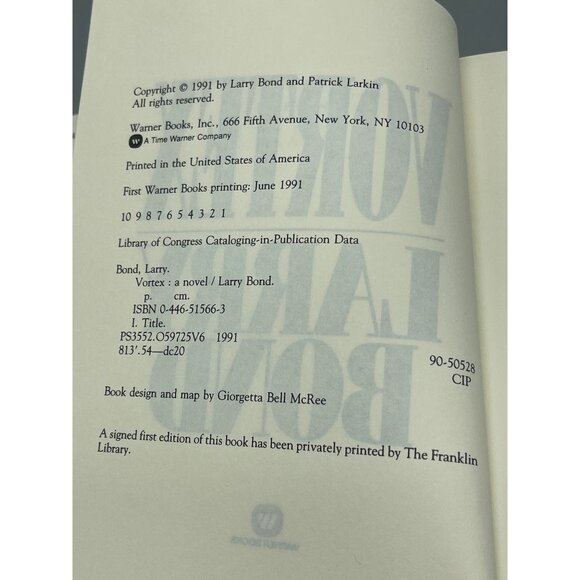 vortex a noval hardcover book by larry bond 1991 English worner publishing READ - Picture 7 of 7